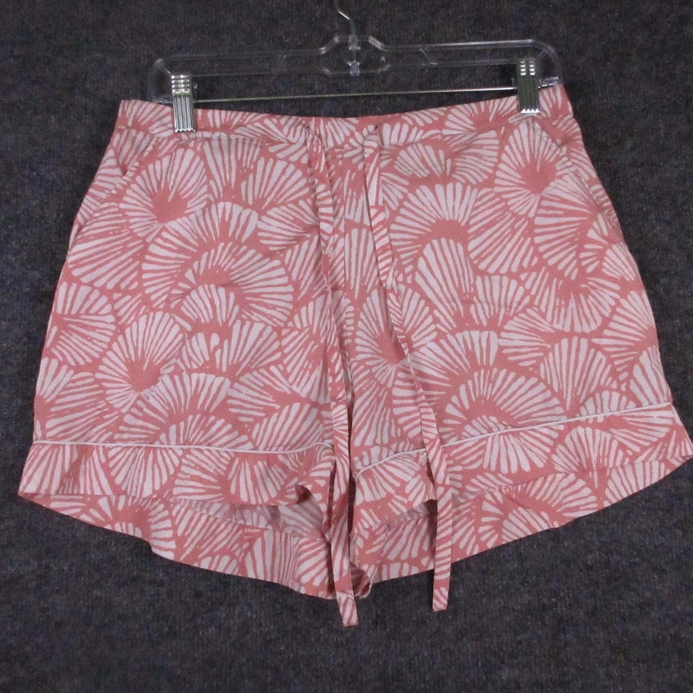 Tommy Bahama Sleep Shorts Womens Medium Pink Shell Print Ruffle Hem Drawstring